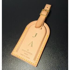 Louis Vuitton Name Tag w/ JA Initials Goldtone Natural Vachetta J A